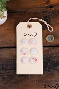 6 x Handmade Fabric Shank Button Cath Kidston Washed Rose Covered Buttons 19mm - Picture 1 of 4