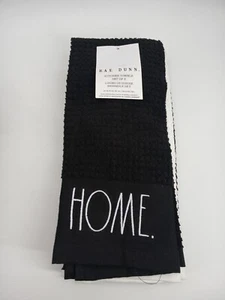 (Set Of 3) Rae Dunn Kitchen Towels 100% Cotton Black White (New) - Picture 1 of 12