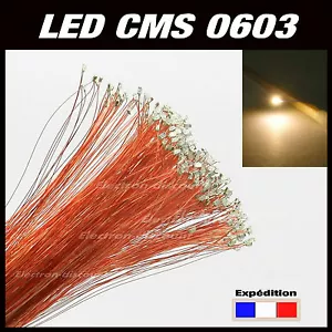 C115BC# LED CMS pré-câblé 0603 blanc chaud fil émaillé 5 à 20pcs - Bild 1 von 1