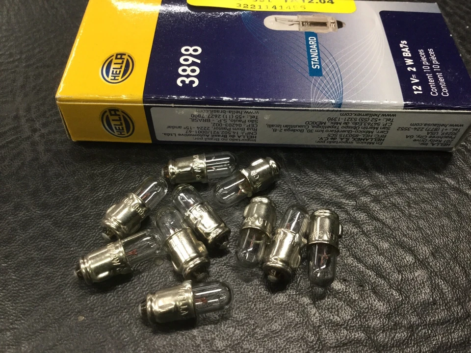 AirCooled Type 1 “Hella” Speedometer Replacement Bulbs 10 Pk.  12v  Prt# 3898 - Image 1 of 1