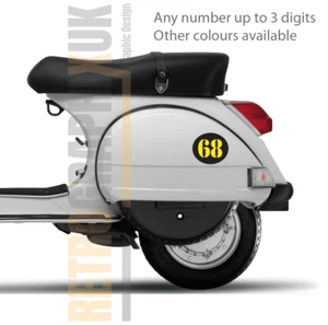 Startnummern Schablone 2 FARBEN OVAL 125mm W Vespa Lambretta Roller Classic Racing - Bild 1 von 4