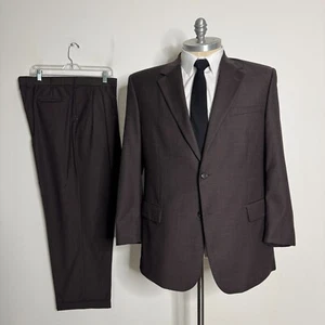 Jos A Bank Herren Anzug - Braun Einfarbig Sakko 46R & 38W Hose Wolle - Bild 1 von 15