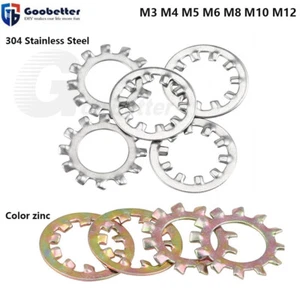 Serrated Lock Washers Internal& External Toothed Shakeproof Stainless Steel zinc - Picture 1 of 19