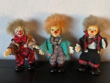 3 kleine schöne Clowns Deko Sammler Puppen mit Keramit / Porzellan  Größe 18 cm