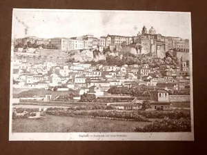 Incisione del 1891 Rarissimo panorama di Cagliari dal Colle Buonaria - Sardegna - Imagen 1 de 1
