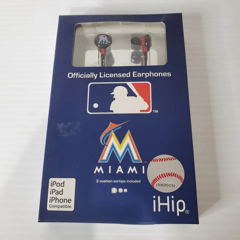 Miami Florida Marlins MLB Team Baseball Earphones IHip New For Ipad IPhone  - Image 1 of 4