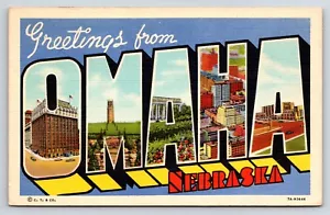 Saludos de postal desde Omaha, Nebraska, carta grande en 3D, escena múltiple - Imagen 1 de 2