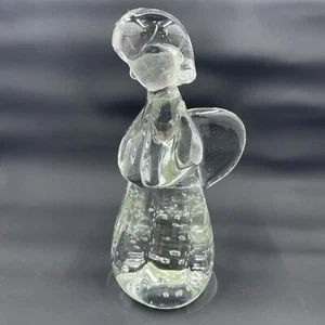 Hand Blown Bullicante Clear Art Glass Angel Figurine Christmas Murano Style - Picture 1 of 13