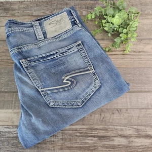 Silver Jeans Zac Men's 36x32 (Actual 36x31) Relaxed Fit Straight Leg Distressed - Picture 1 of 16