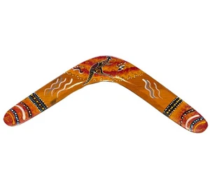 "Boomerang australiano de madera pintado a mano canguro aborigen Australia 16""" - Imagen 1 de 3