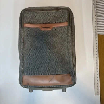 **READ DESC** Hartmann Expandable Tweed/Leather 22" Rolling Carry on Luggage Bag - Image 1 of 4
