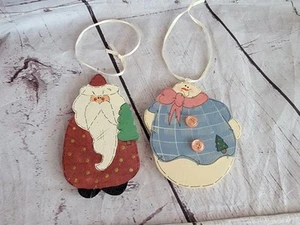 Weihnachtsmann und Schneemann Holz handbemalt rustikal Weihnachtsschmuck - Bild 1 von 5