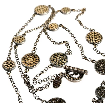 Anna Beck Sterling Silver 18K Gold Vermeil Plated Disc Dot Station Necklace 36" - Image 1 of 4