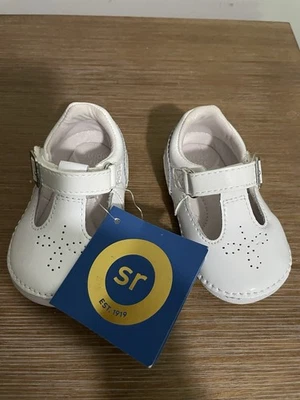 Baby Stride Rite SM Lucianne Cuero Blanco Mary Jane Zapatos con Correa en T Talla 3.5 Bebé Foto 1 de 4