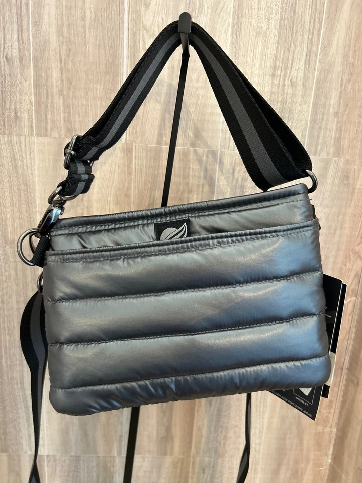 NewwTags Think Roylin Acolchado Gris Perla Original Bolso Metálico Convertible Cartera Foto 1 de 4