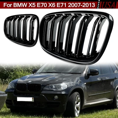 Gloss Black Front Bumper Kidney Grilles Grill For BMW X5 E70 X6 E71 2007-2013 Foto 1 de 4