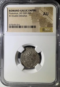 Romano Gallic Empire Postumus AD 260-269 Bi Double Denarius NGC AU (011) - Picture 1 of 4