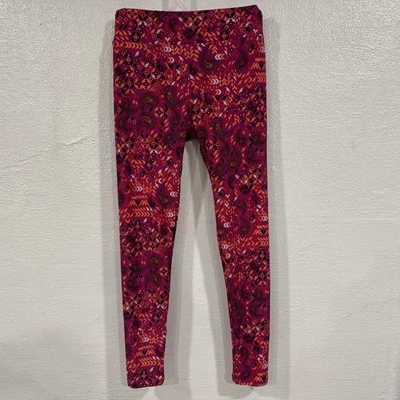 LuLaRoe OS Leggings Pink Paisley Floral Bohemian Geometric Buttery Soft - Image 1 of 4