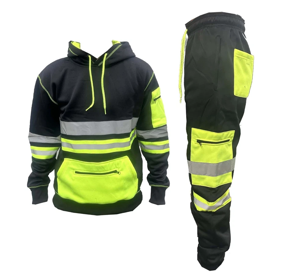 Мужская толстовка с капюшоном HI VIS VIZ VISIBILLTY 2 шт. КОМПЛЕКТ БРЮК БЕЗОПАСНАЯ РАБОЧАЯ ОДЕЖДА - Изображение 1 из 1