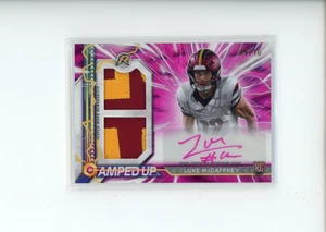 Parche amplificado rosa novato 2024 Topps Resurgence Luke McCaffrey AU-LMC automático 4/10 - Imagen 1 de 2
