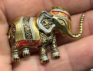 Vintage SPANIEN gestempelt Messing INDIEN ELEFANT 2" Brosche Anstecknadel ZIERSCHMUCK - Bild 1 von 5