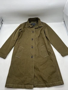 Denim & Co. Trench Coat Olive Green Sz XS Lagenlook Minimalist Grunge Goblincore - Picture 1 of 19
