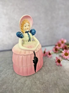 Art Deco Victorian Lady Figural Jewelry Vanity Powder Jar Trinket Box Vintage - Picture 1 of 6