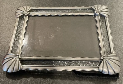 Fetco Seashell Silver Pewter Picture Frame Stain Glass Accents 5” X 3.5” Beach - Image 1 of 4