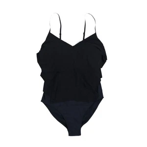 Beyond Control Womens One Piece Tiered Ruffle Bathing Suit Black 12 New - Picture 1 of 2