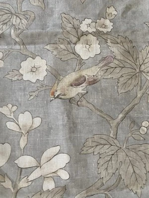 Sanderson Curtain Fabric -  Design Chiswick Grove - Silver 100% Linen 1.12 M - Image 1 of 4