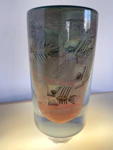 Brent Kee Young Glass Art Vase Made in 1985 Fossil Series Object Vintage - Picture 1 of 12