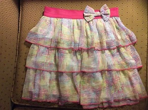 D-Signed Disney EUC Girls Pink Multi Color Pleated Ruffled Skirt Sz L - Picture 1 of 2