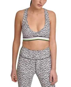 Dkny Womens Sport Printed Low-Impact Sports Bra white Size L MSRP $45 - Picture 1 of 2