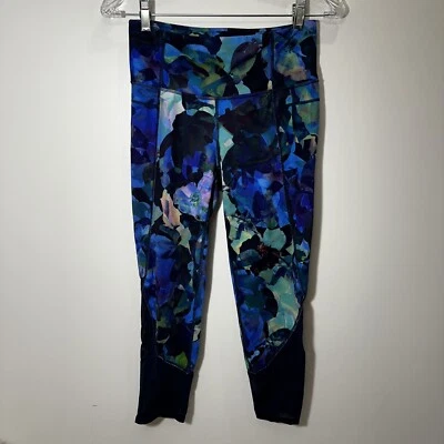 Athleta Women’s Mesh Bottom Leggings Blue Print Small - Image 1 of 4