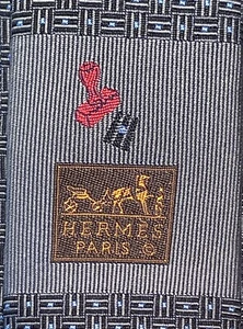 HERMES Grey 339354T “H” 100% Silk tie new in box without tags - Picture 1 of 6