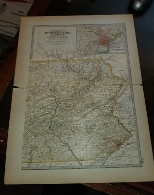 1897 The Century Atlas Original Map ~~ EASTERN PENNSYLVANIA ~~ - Image 1 of 4