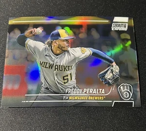 2022 Topps Stadium Club Chrome FREDDY PERALTA REFRACTOR #370 Milwaukee BREWERS - Picture 1 of 2