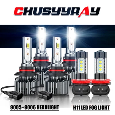Combo 9005+9006+H11 LED Headlight Kit Fog light Bulbs High Low Beam 6500K White - Image 1 of 4