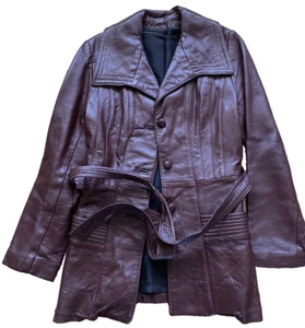 Chaqueta de cuero para mujer Borgoña talla pequeña/mediana — vintage - Imagen 1 de 5