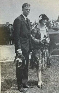 1927 Vintage IMagazine Illustration Aviator Charles Lindbergh and His Mother - Picture 1 of 2