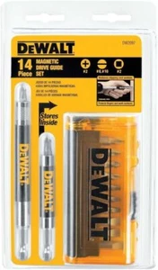 DEWALT COMPACT DRIVE DRIVER MAGNETIC BIT TIP HOLDER FINDER GUIDE 14 pc SET CASE - Picture 1 of 9