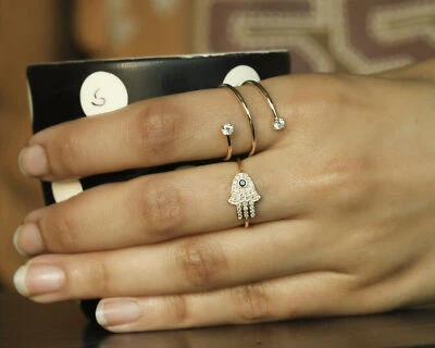 Anillo envolvente de diseñador con pavé de diamantes naturales oro amarillo sólido de 14 k joyas de Navidad Foto 1 de 4