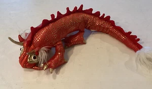 VTG FOLKMANIS Red Gold Chinese DRAGON Hand PUPPET Plush Stuffed Animal Toy 22" - Picture 1 of 7