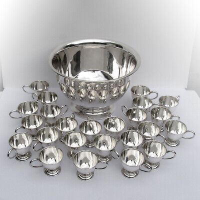 Japanese 25 Piece Punch Bowl Set 950 Sterling Silver Boxed • 6,581.37$