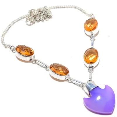 Ancla - Collar de piedras preciosas de citrino, ónix púrpura 18" regalo de boda z741 Foto 1 de 4