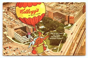 Battle Creek MI Advertising Kellogs Cereal Company Hot Air Balloon Postcard D25 - Picture 1 of 5
