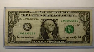 2006 FRN $1.00 With A Neat Serial Number L 94999555 B Circulated. - Picture 1 of 2