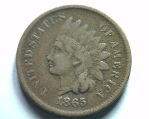 1865 FANCY 5 INDIAN CENT PENNY VERY FINE VF NICE ORIGINAL COIN FROM  BOBS COINS - Picture 1 of 2