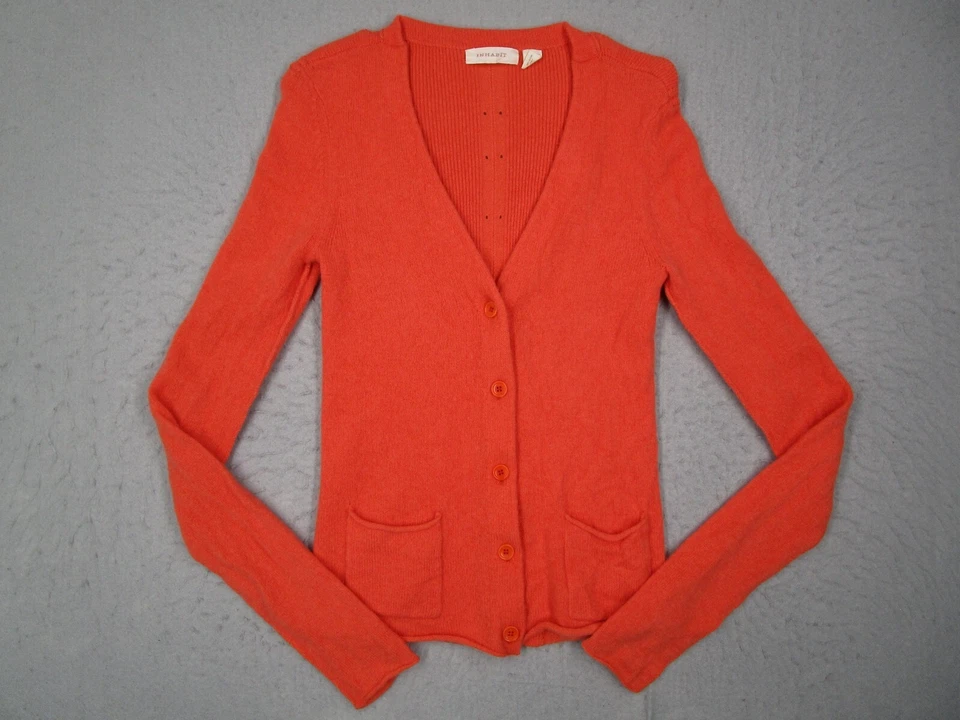 Cárdigan tejido con botones mezcla de cachemir naranja mediano Inhabit para mujer Foto 1 de 4