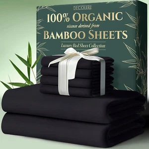 100% Organic Viscose Derived from Bamboo Sheets Cal King Size 6Pcs - Ultra Soft - Picture 1 of 8
